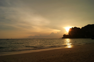Sunset over West Railay Beach in Krabi, Thailand