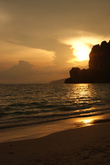 Sunset over West Railay Beach in Krabi, Thailand
