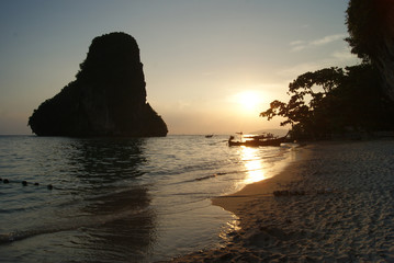 Sunset over West Railay Beach in Krabi, Thailand
