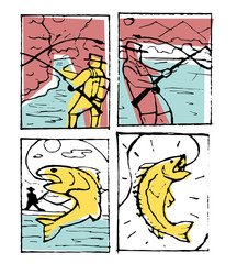Fishing poster set