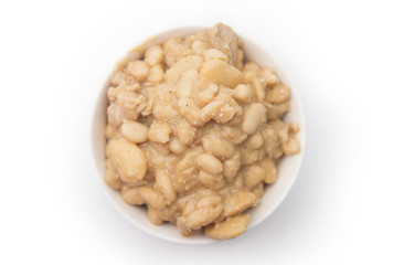 Homemade White Chili in a White Bowl on a White Background