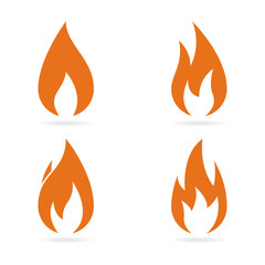 Fire flames icons set. Vector