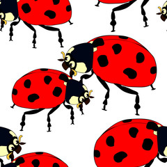 seamless pattern  is ladybug insect nature.  illustration