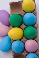 Colorful Easter eggs close up 