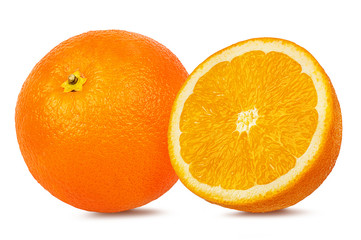 Juicy orange isolated on white background with clipping path