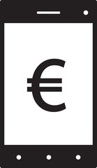 Euro currency icon or logo vector on a cell phone, mobile phone or Smartphone screen or display. Symbol for European Union bank, banking or Europe Eurozone finances.