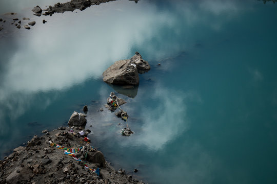 Mountain lake Parvati Himalayas mountain Tibet sky and clouds