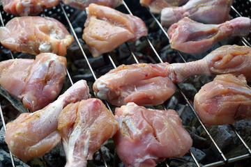 Chicken meat on a grill