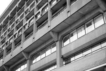 Council tower blocks of post war era manufactured from prefabricated concrete panels