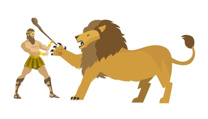 hercules heracles fighting the nemean lion
