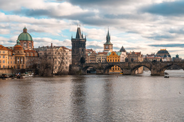 Obraz na płótnie Canvas Vltava river and Charles bridge in Prague, Czech Republic
