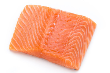 Fresh salmon fille with lachs on the white background.