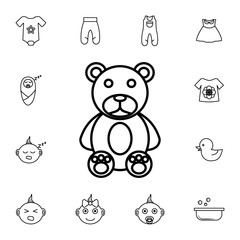 Cute teddy bear icon. Set of baby element. Premium quality graphic design. Signs, outline symbols collection, simple thin line icon for websites,