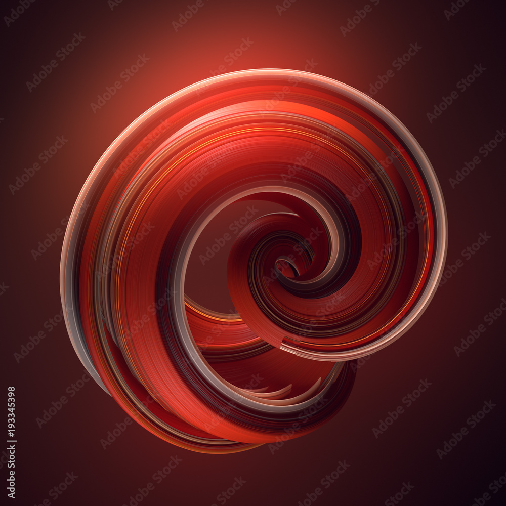Fototapete red twisted shape. computer generated abstract geometric 3d render illustration