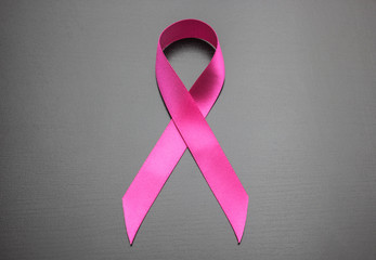 Pink satin breast cancer awareness ribbon