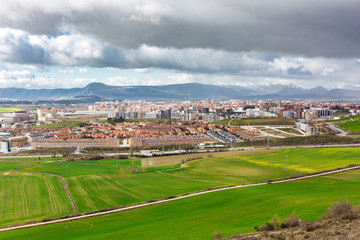 Landscape in HDR of sunset over Pamplona, Navarra, Spain