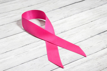 Pink satin breast cancer awareness ribbon