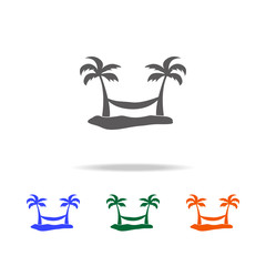 hammock between two palm trees icon. Element of Beach holidays multi colored icons for mobile concept and web apps. Thin line icon for website design and development