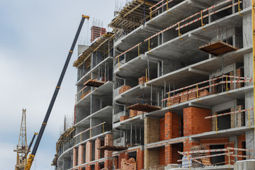 Crane on the construction of an apartment building