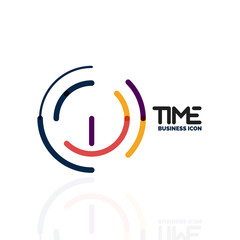 Vector abstract logo idea, time concept or clock business icon. Creative logotype design template