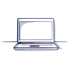 Laptop isolated on the white background. Hand drawn doodle cartoon vector illustration..