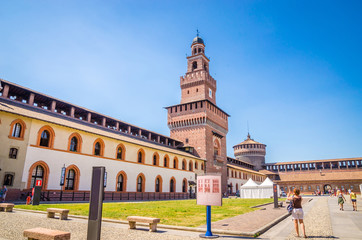 Obraz premium The Sforza Castle - Castello Sforzesco in Milan, Italy