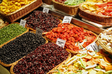 Barcelona Boqueria market worldwide fruits display