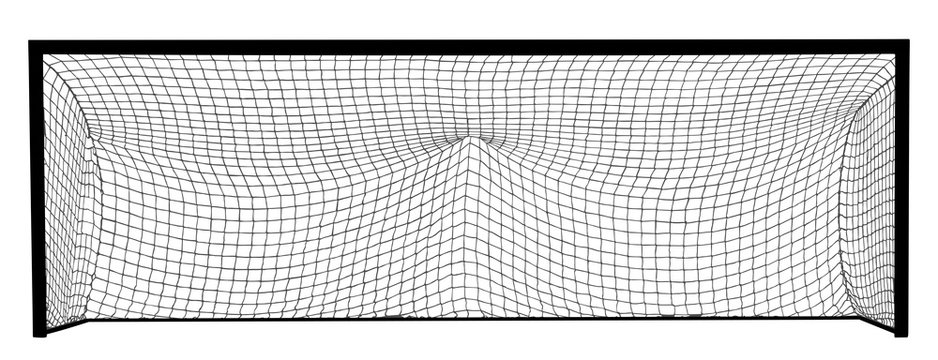 Soccer goal net construction vector silhouette illustration isolated on white background. Empty football goal.