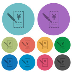 Signing Yen cheque color darker flat icons