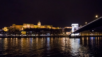Fototapeta na wymiar View of Budapest city with Danube river and the parliament, Hungary.