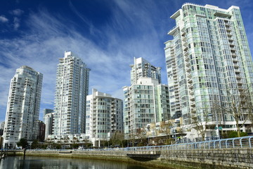 Fototapeta premium High end luxury real estate condominiums in the Yaletown district of Vancouver BC,Canada