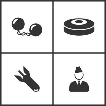 Vector Illustration of Weapon Set Icons. Suitable for use on web apps, mobile apps and print media. Elements of Bomb, Land mines, Bomb and Soldier icon