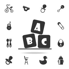 alphabet cubes with letters A,B,C icon. Set of child and baby toys icons. Web Icons Premium quality graphic design. Signs and symbols collection, simple icons for websites