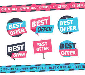 Set of isolated icons best offer vector illustration. Sale badge signs collection