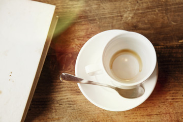 cup of coffee as a symbol of a break at work (work, taste, freshness concept)