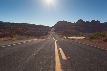 Road trip through an American desert