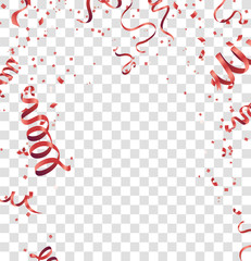 Abstract background red confetti background Celebration Vector Festive Illustration of Falling Shiny Glitters