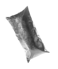 Shiny decorative pillow on white background