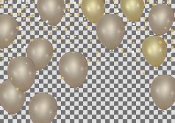 Gold balloons confetti concept design template