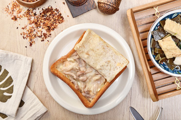 Coffin bread is a famous snack of Tainan in Taiwan. 