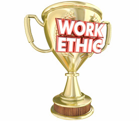 Work Ethic Best Employee Attitude Dedication Award Trophy 3d Illustration