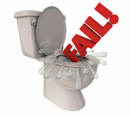 Fail Word Flushing Down Toilet Major Epic Failure 3d Illustration