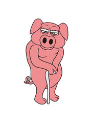 stock alt opa großvater kopf gesicht groß dick fett schwein eber ferkel comic cartoon lachen clipart