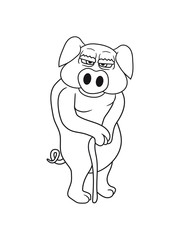 stock alt opa großvater kopf gesicht groß dick fett schwein eber ferkel comic cartoon lachen clipart