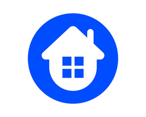 circle blue house housing home residence residential real estate image vector icon