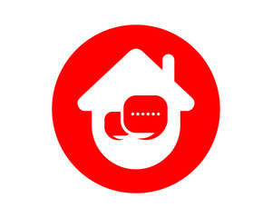 red chat bubble house