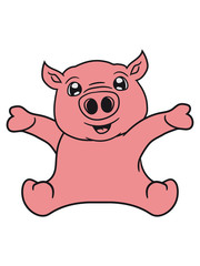 sitzend freundlich klein kind baby schwein gesicht kopf süß niedlich comic cartoon lachen clipart