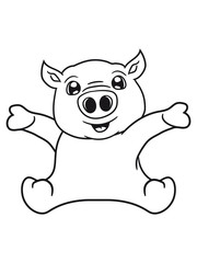 sitzend freundlich klein kind baby schwein gesicht kopf süß niedlich comic cartoon lachen clipart