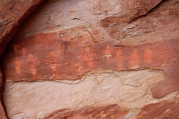 Petroglyphs left on canyon wall by the anizazi people of  southern Utah Canyon country.