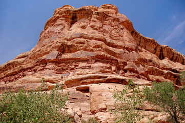Red rock canyon wall in southern Utah Canyon country.